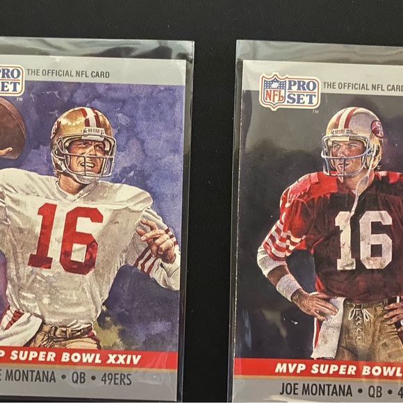 Pro Set Other - 1990 Joe Montana NFL Pro Set Cards Super Bowl MVP cards. Set of 2.